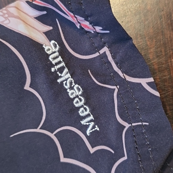 Meegsking Black and Pink Crane Print Shorts - Picture 2 of 5